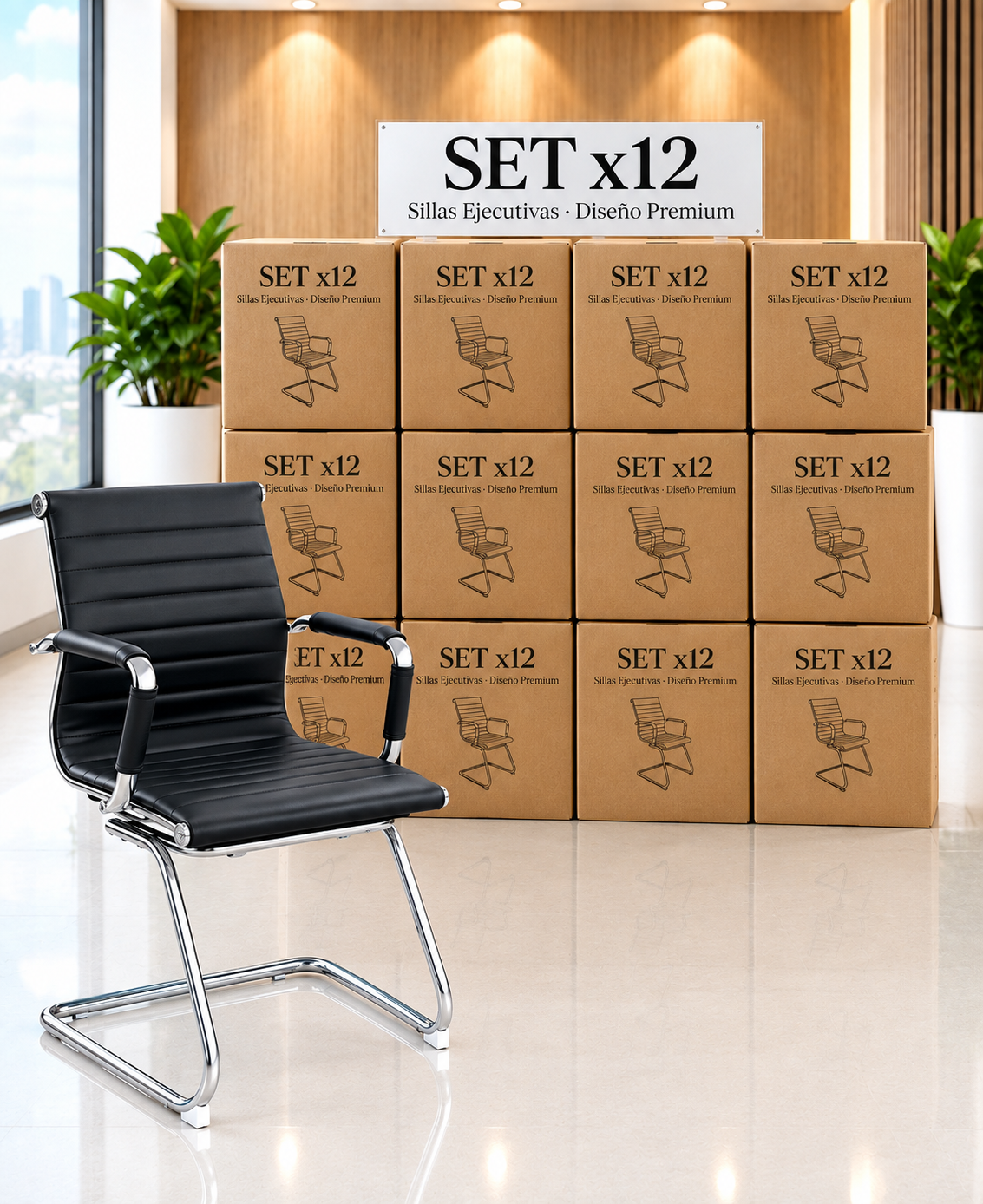 SILLA FIJA INTERLOCUTORA BOSS NEGRO - SET