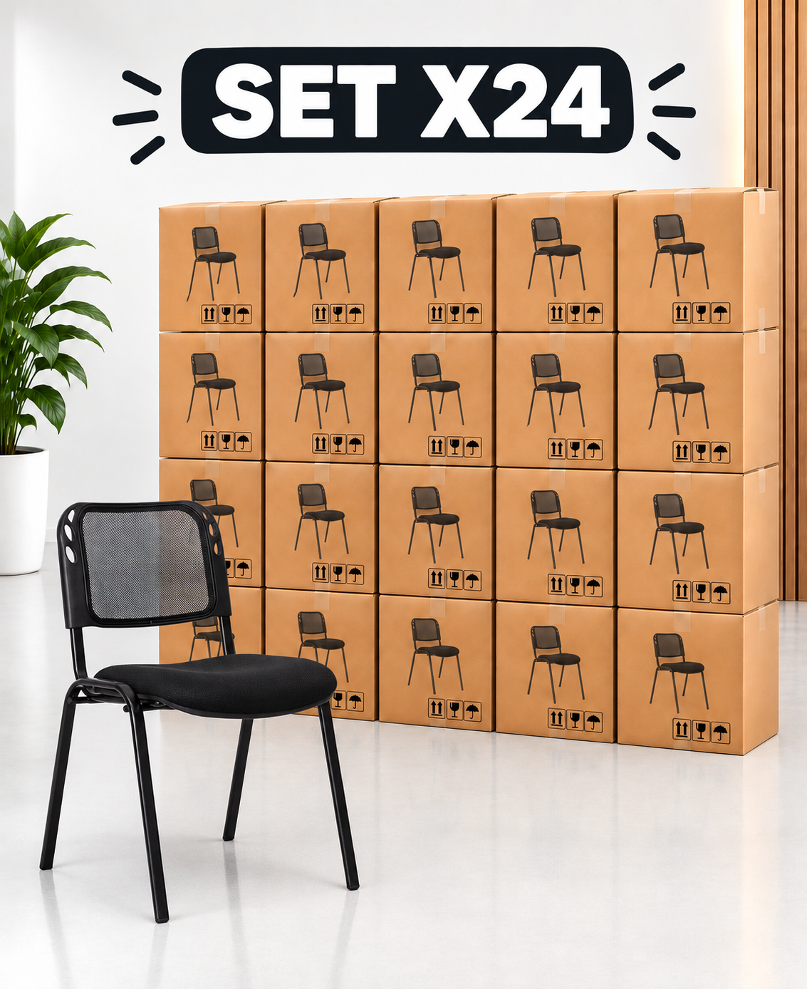 SILLA ISOSCELES EN MALLA ESTRUCTURA NEGRO SET