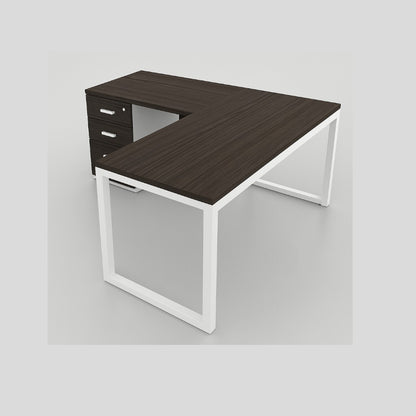 ESCRITORIO EN  “L”  SOPORTE CUADRADO CON ARCHIVADOR FRENTE EN FÓRMICA