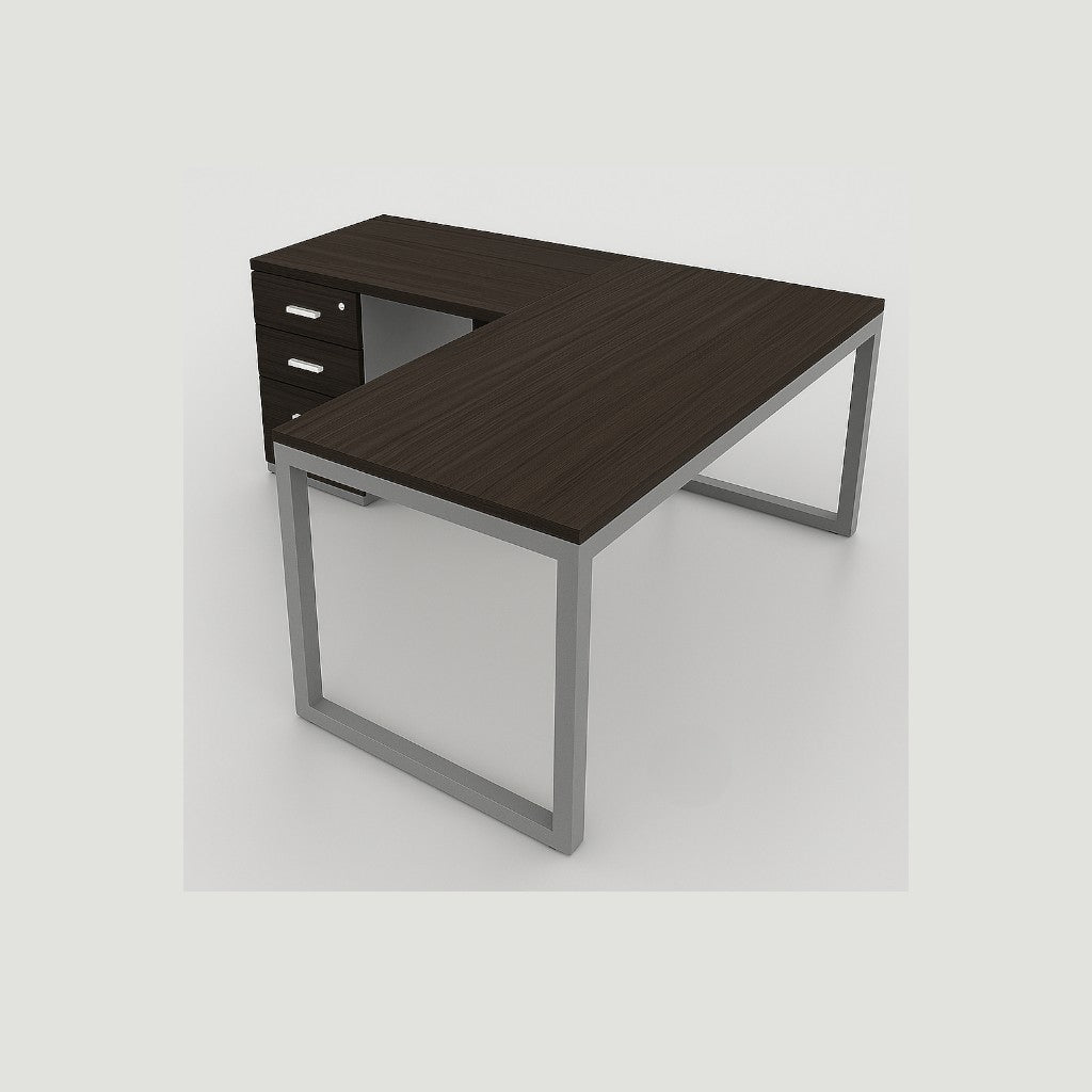 ESCRITORIO EN  “L”  SOPORTE CUADRADO CON ARCHIVADOR FRENTE EN FÓRMICA