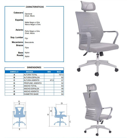 SILLA DE OFICINA GALENA SIN CABECERO