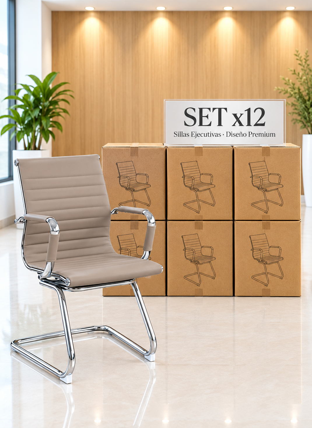 SILLA FIJA INTERLOCUTORA BOSS TAUPE-SET