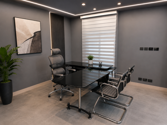 ESCRITORIO IRON GLASS PERLA LAMINADO