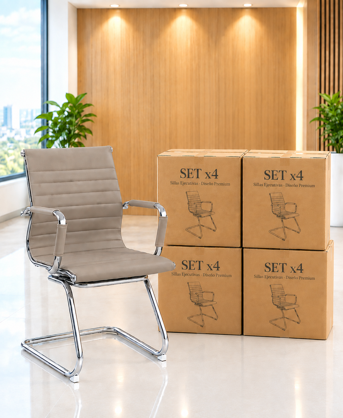 SILLA FIJA INTERLOCUTORA BOSS TAUPE-SET