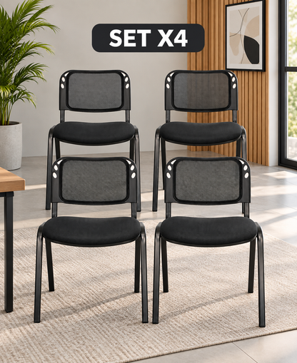 SILLA ISOSCELES EN MALLA ESTRUCTURA NEGRO SET