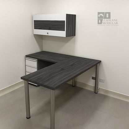 ESCRITORIO  EN “L”  SOPORTE EN ACERO