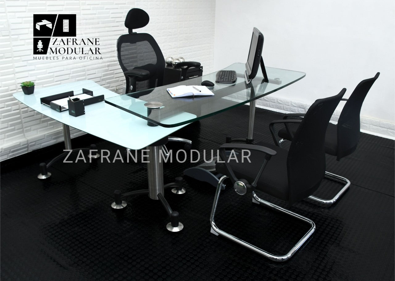 ESCRITORIO IRON GLASS PERLA