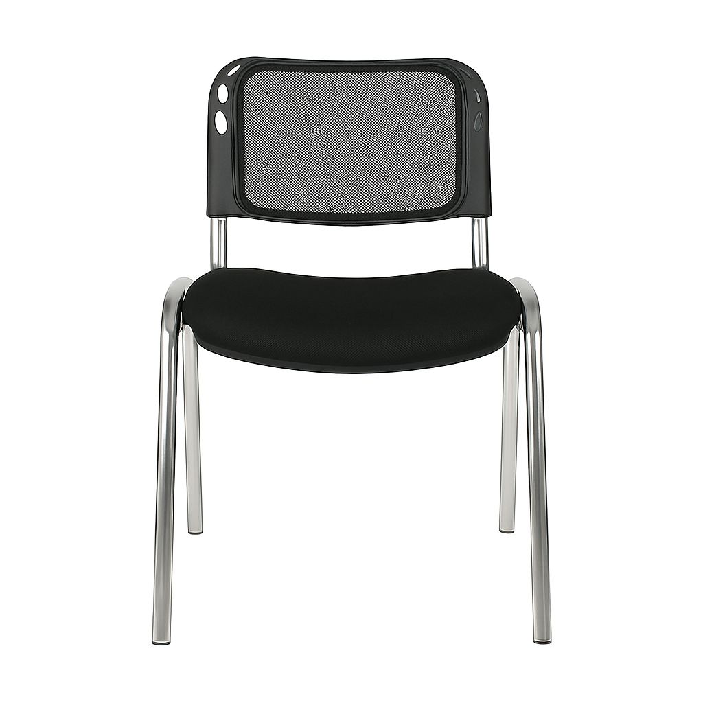 SILLA ISÓSCELES ESTRUCTURA METALICA CROMODA TAPIZADA EN MALLA ASIENTO Y ESPALDAR- INTERLOCUTORA