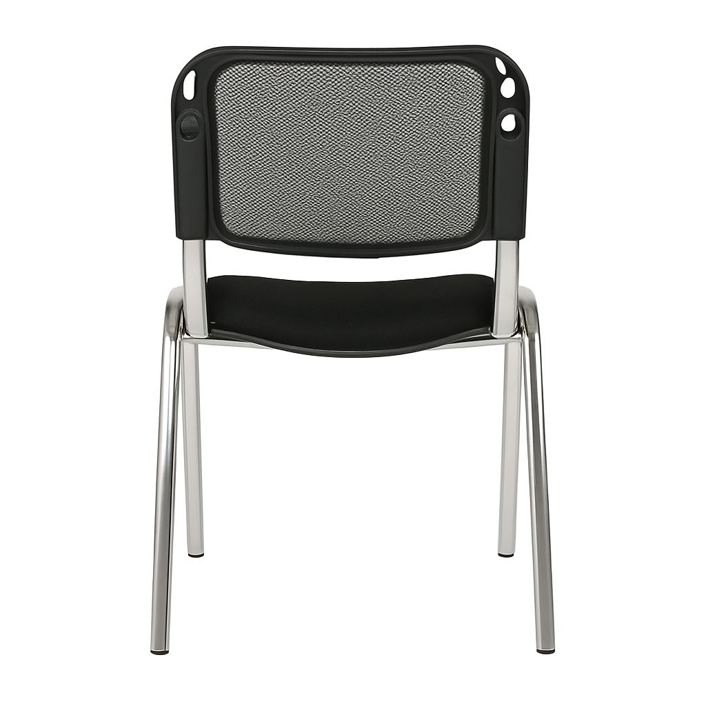 SILLA ISÓSCELES ESTRUCTURA METALICA CROMODA TAPIZADA EN MALLA ASIENTO Y ESPALDAR- INTERLOCUTORA