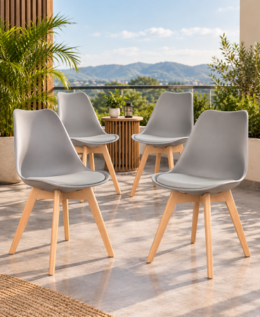 SILLA DISEÑO EMA GRIS SET
