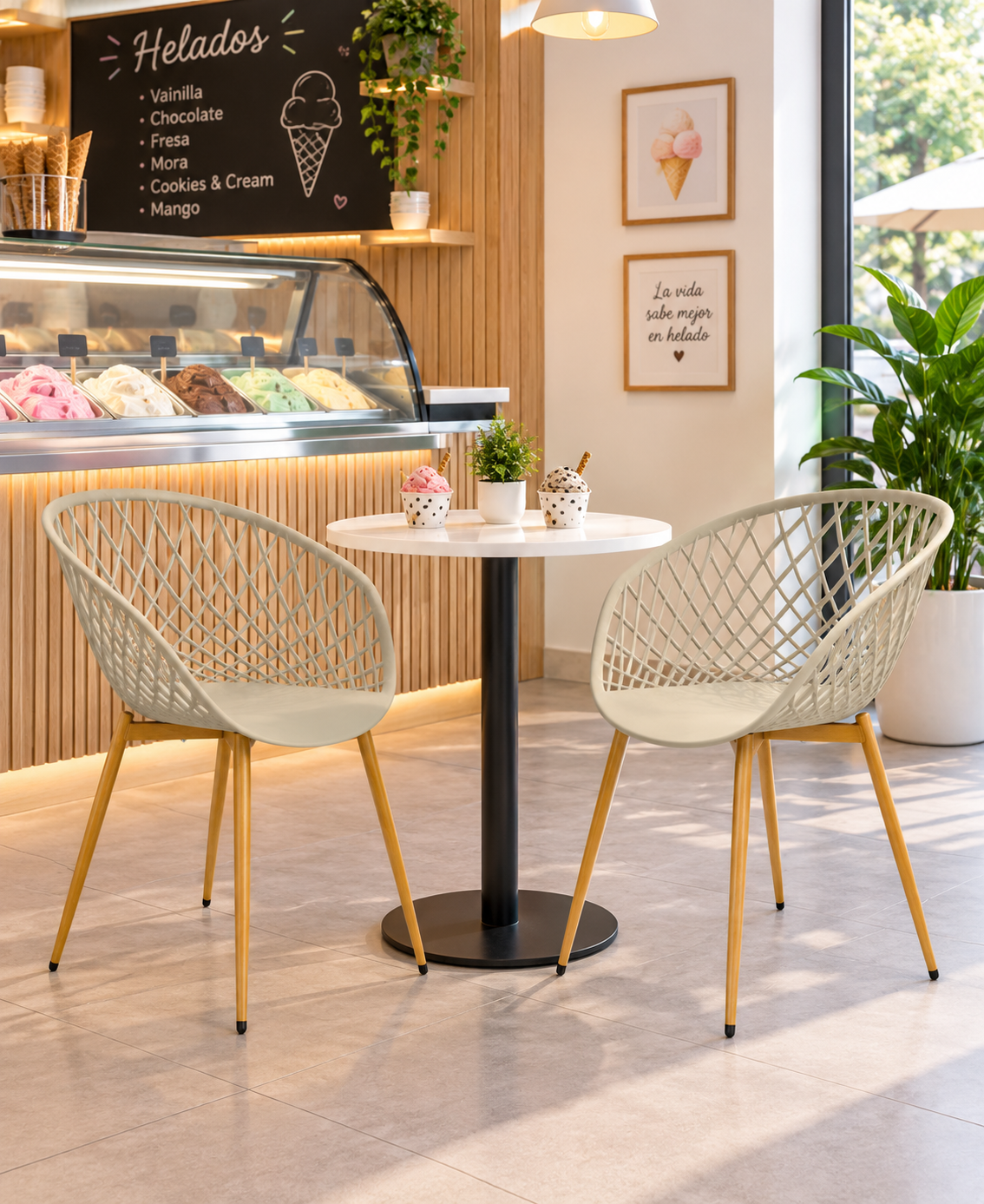 SILLA DISEÑO LOA BEIGE SET