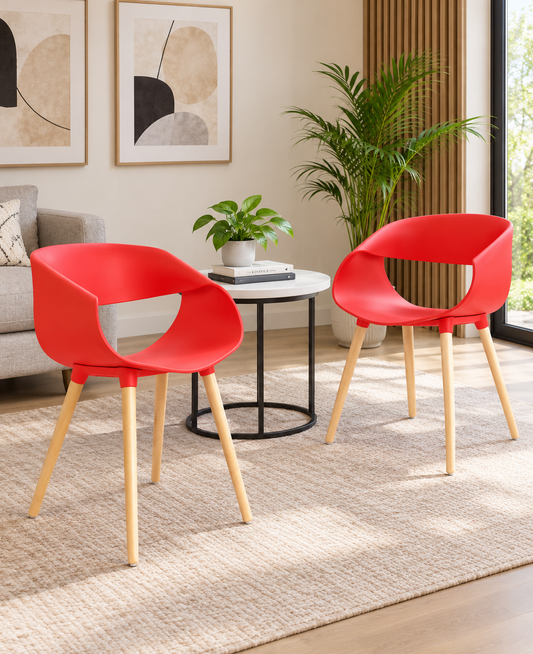 SILLA DISEÑO LUNA ROJO SET