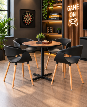 SILLA DISEÑO LUNA NEGRO SET