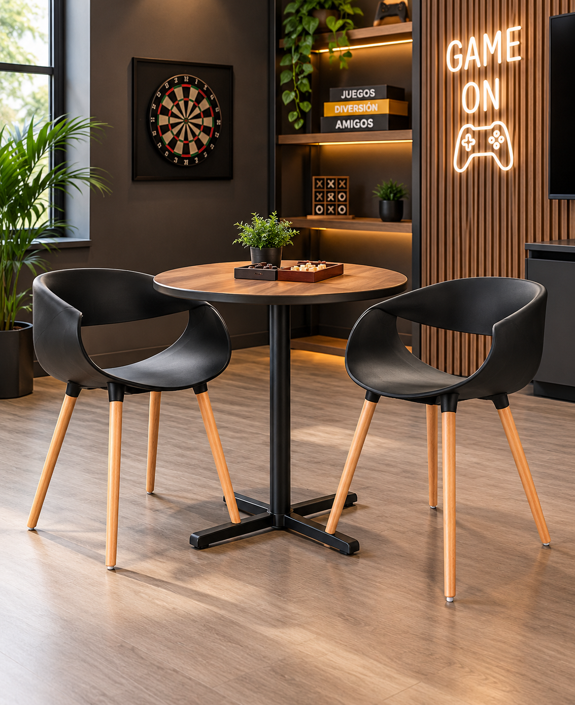 SILLA DISEÑO LUNA NEGRO SET
