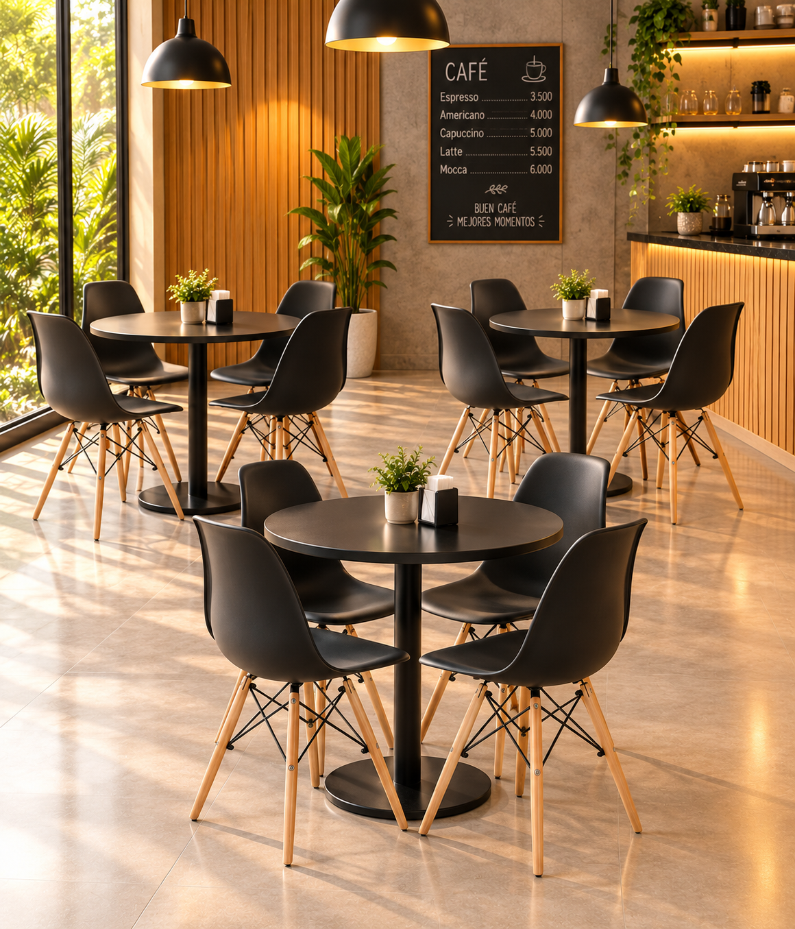 SILLA DISEÑO EAMES NEGRO SET