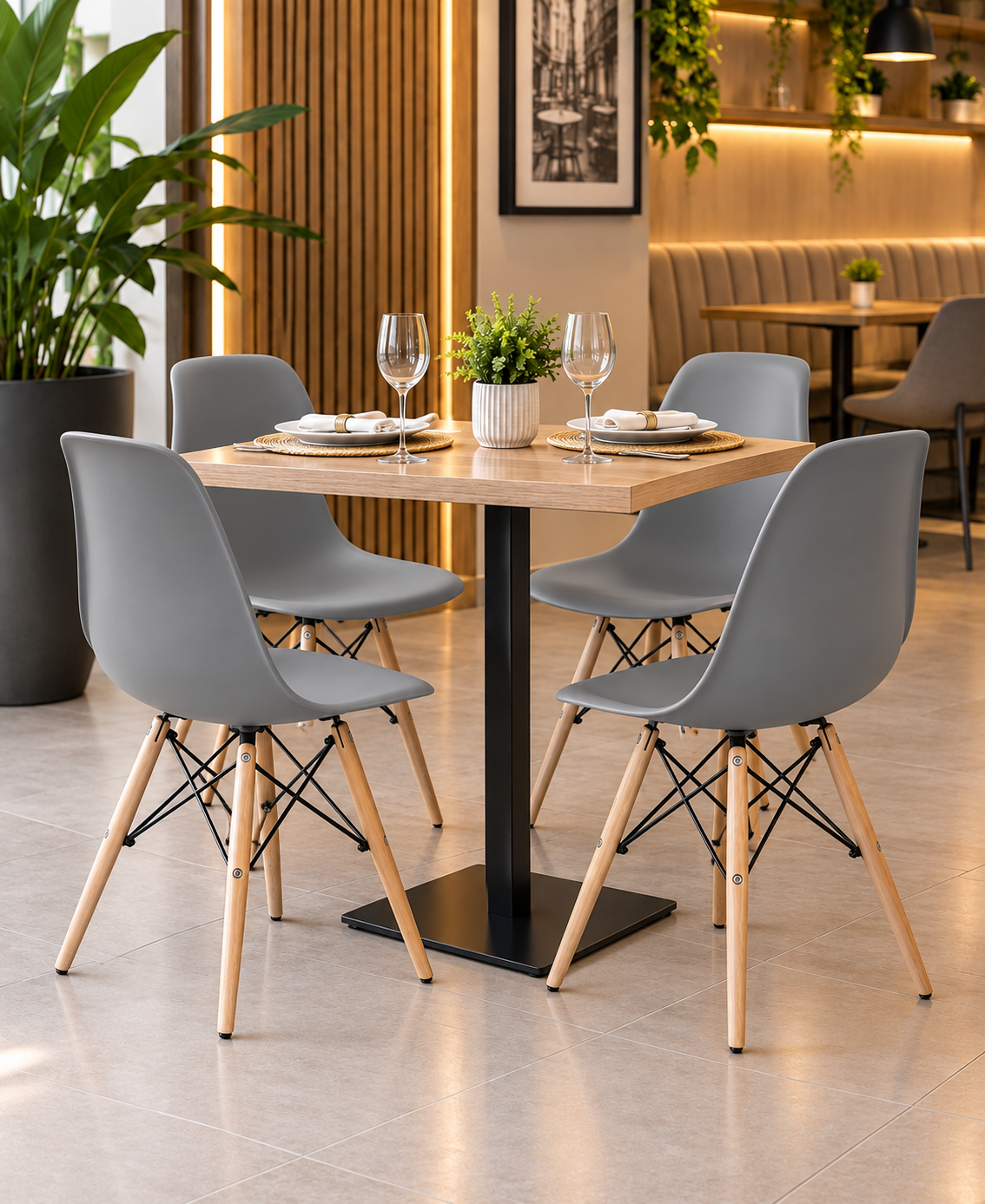 SILLA DISEÑO EAMES GRIS SET