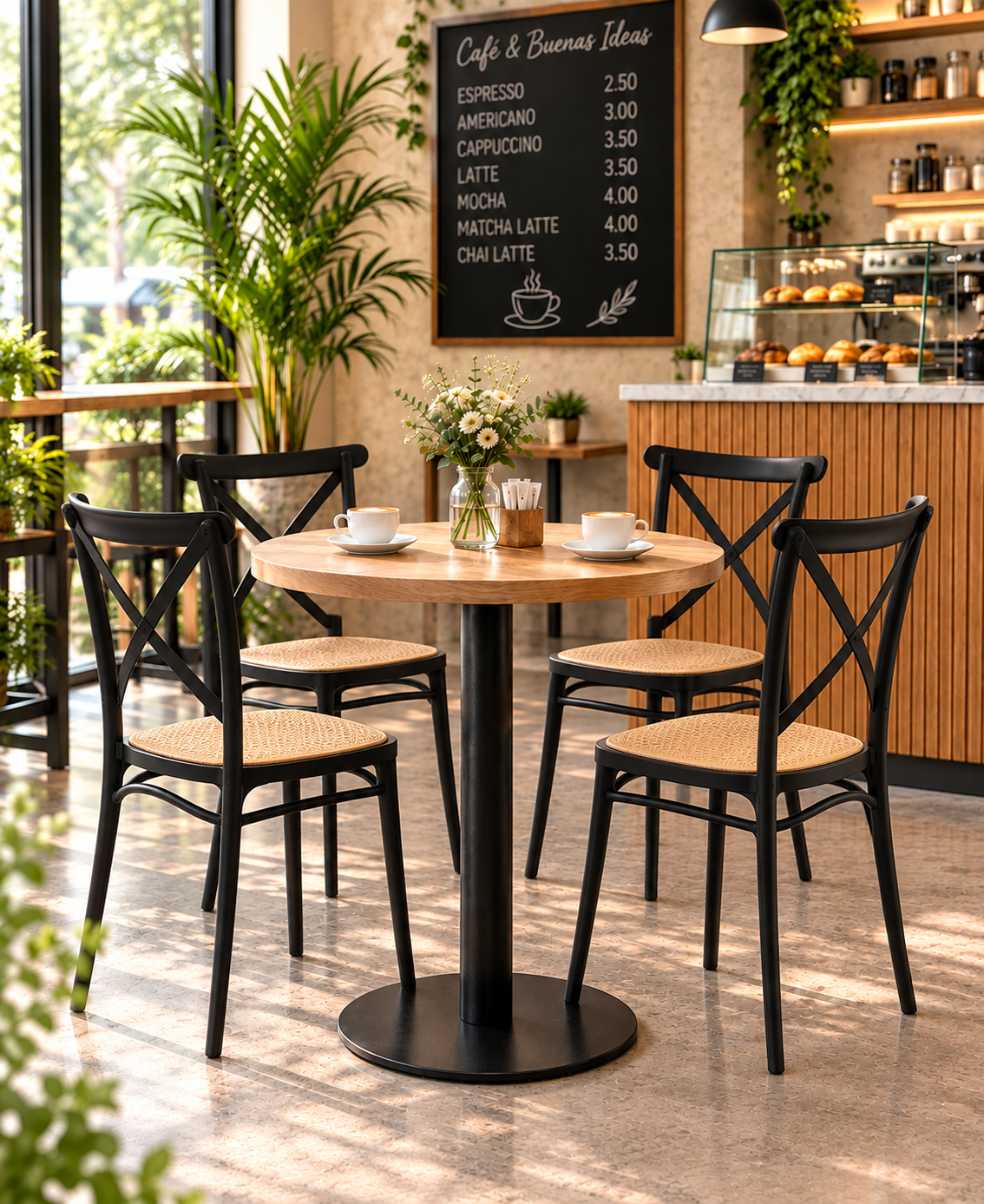 SILLA DISEÑO PLAST NEGRO SET