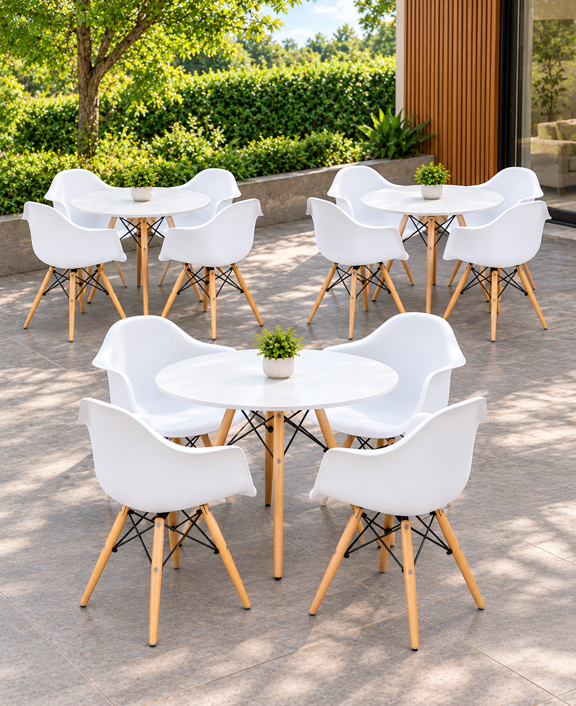 SILLA DISEÑO EAMES CON BRAZOS BLANCO SET