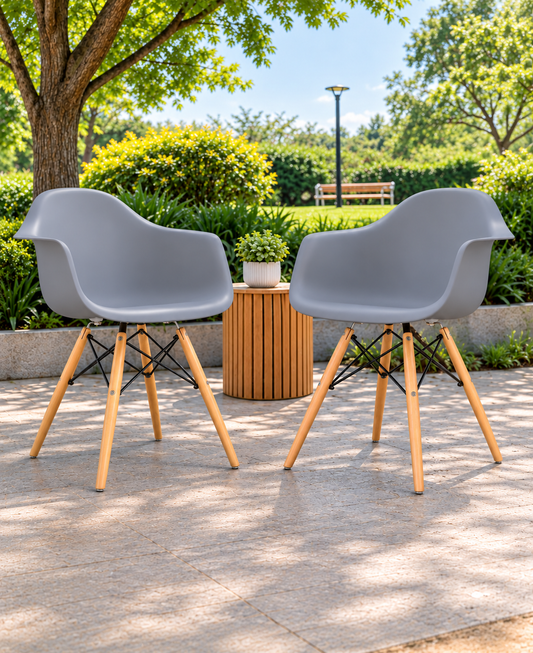SILLA DISEÑO EAMES CON BRAZOS GRIS SET