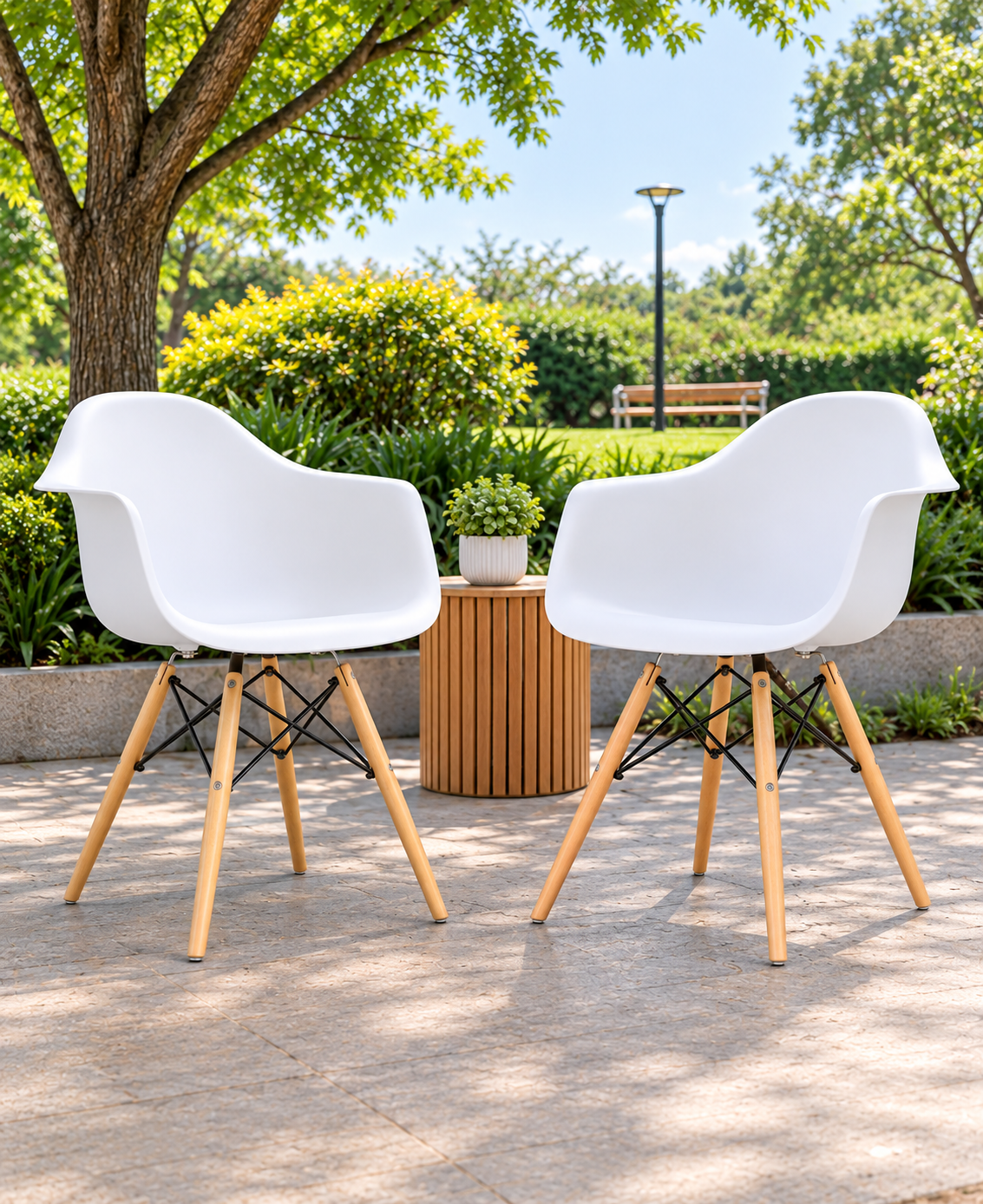 SILLA DISEÑO EAMES CON BRAZOS BLANCO SET