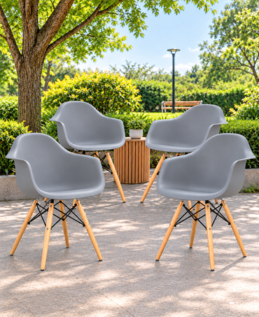 SILLA DISEÑO EAMES CON BRAZOS GRIS SET