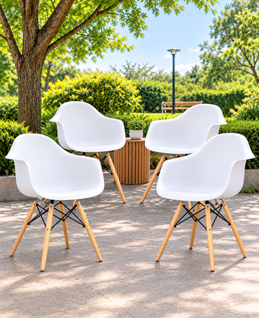 SILLA DISEÑO EAMES CON BRAZOS BLANCO SET