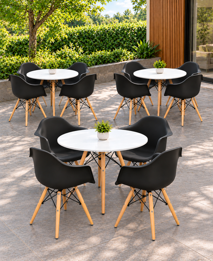 SILLA DISEÑO EAMES CON BRAZOS NEGRO SET