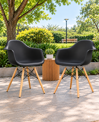 SILLA DISEÑO EAMES CON BRAZOS NEGRO SET