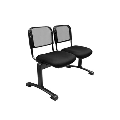 TANDEM ISÓSCELES EN MALLA CON ASIENTO TAPIZADO ESTRUCTURA METÁLICA NEGRA