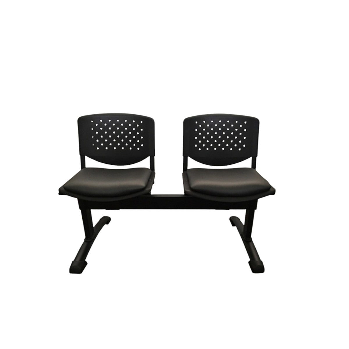 TANDEM PRISMA TAPIZADO ESTRUCTURA METÁLICA NEGRA