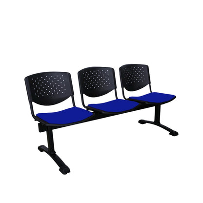 TANDEM PRISMA TAPIZADO ESTRUCTURA METÁLICA NEGRA