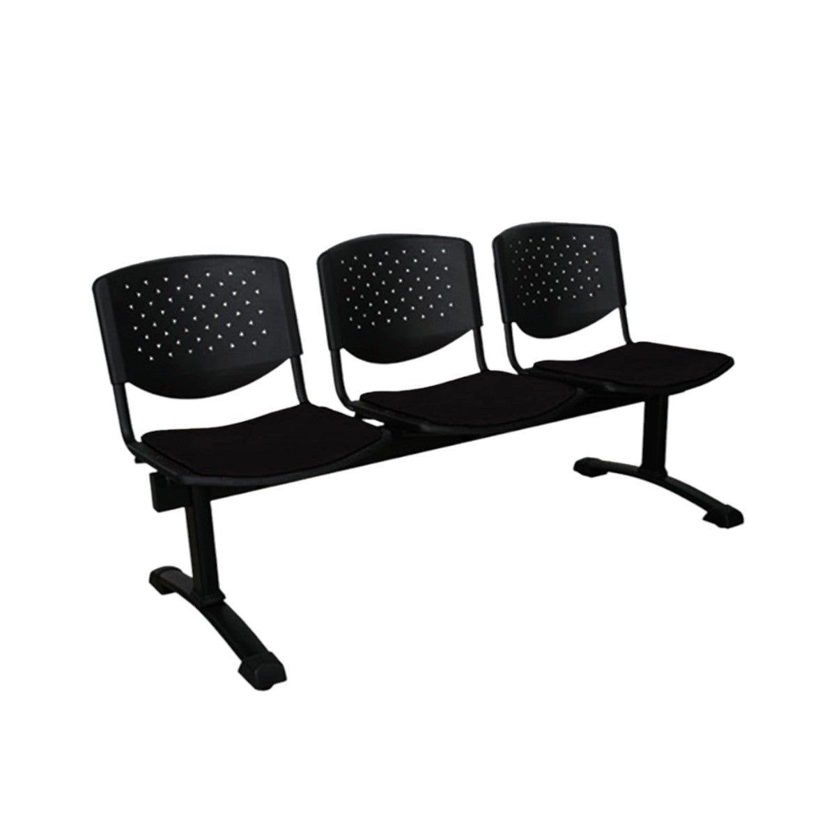 TANDEM PRISMA TAPIZADO ESTRUCTURA METÁLICA NEGRA