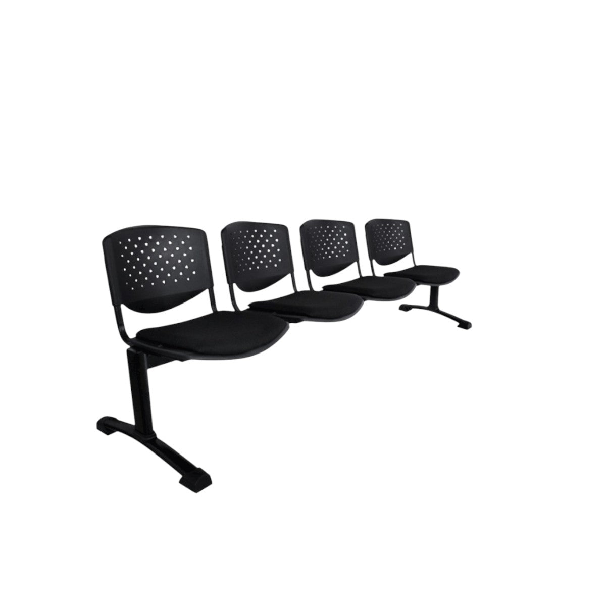 TANDEM PRISMA TAPIZADO ESTRUCTURA METÁLICA NEGRA