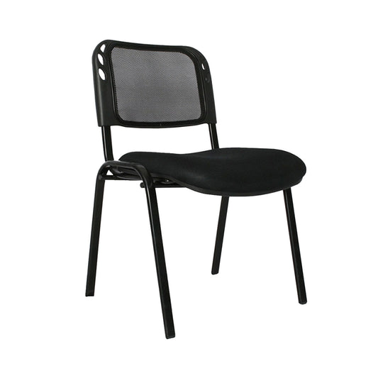 SILLA ISÓSCELES ESTRUCTURA METALICA NEGRA TAPIZADA EN MALLA ASIENTO Y ESPALDAR- INTERLOCUTORA