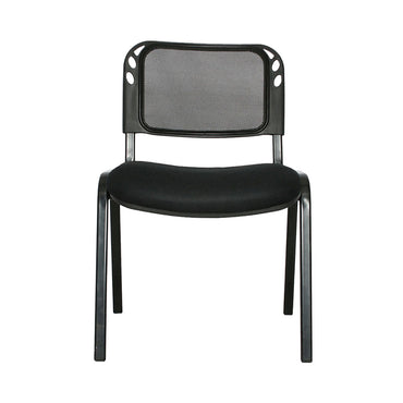 SILLA ISÓSCELES ESTRUCTURA METALICA NEGRA TAPIZADA EN MALLA ASIENTO Y ESPALDAR- INTERLOCUTORA